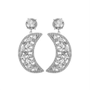 Fashion Hollow-out Moon Shape Design Rhinestone Women Earrings